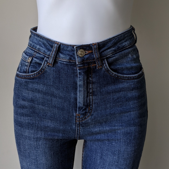 Mango High Waist Straight Leg Distressed Jeans 24 - Picture 4 of 14